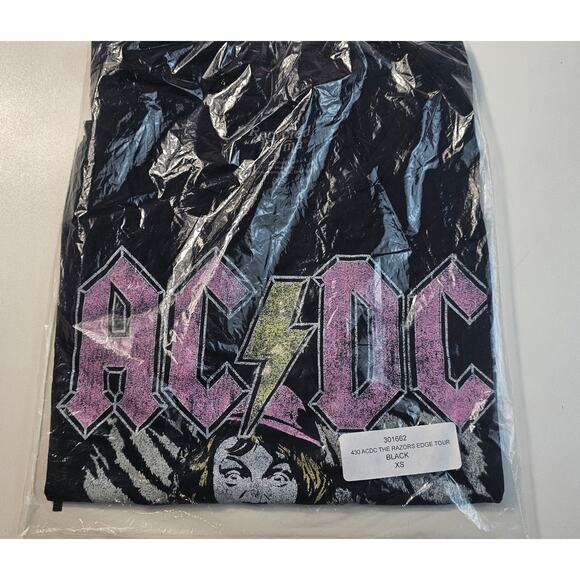 NEW Recycled Karma AC/DC Graphic Cold Shoulder Razor Edge Tour T-shirt Black XS - Picture 5 of 5